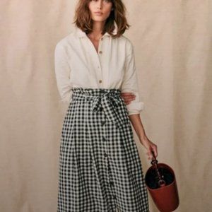 Sezane Amandine Black And White Checkered Skirt, size 40